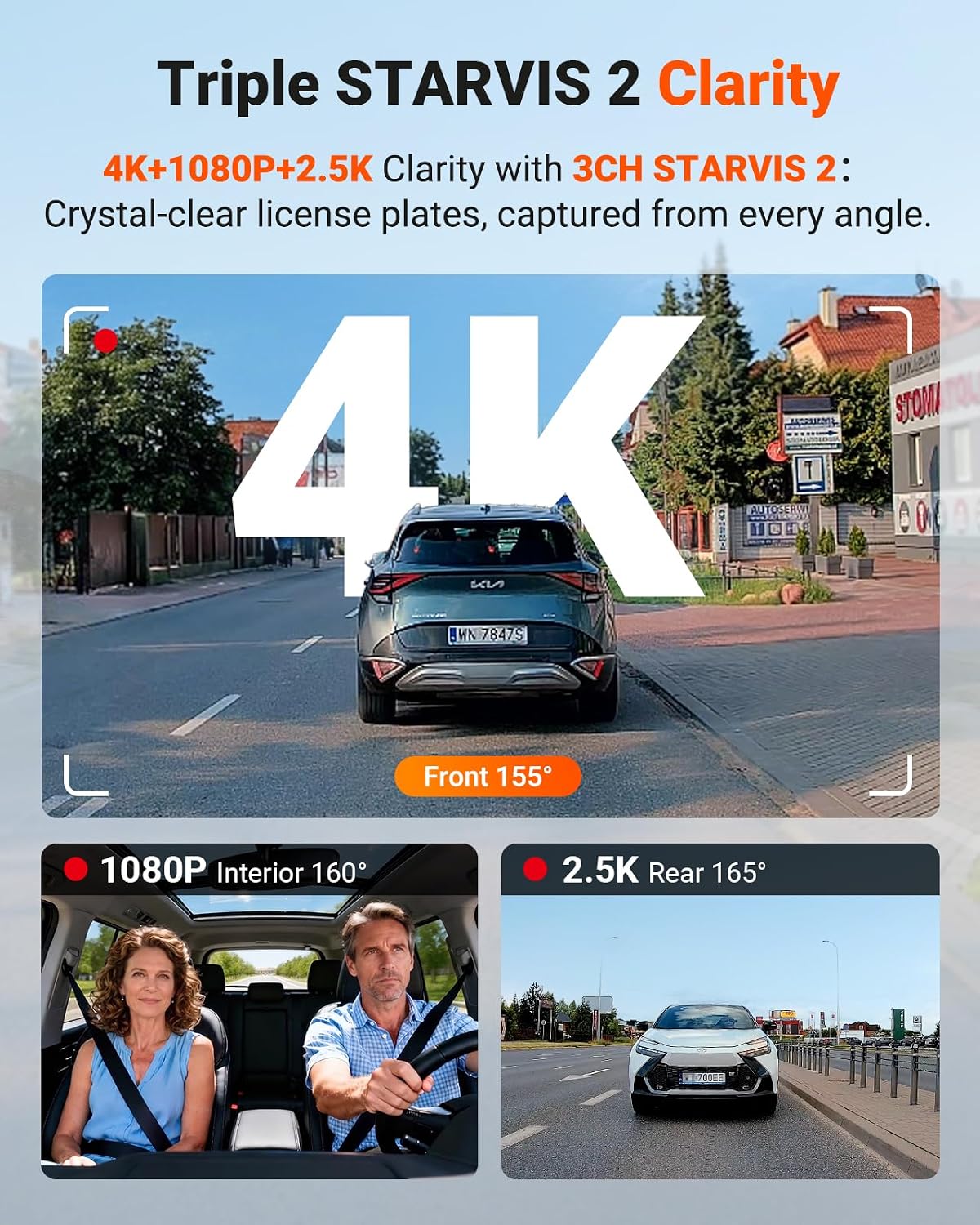[Bundle-2 Items:N4 Pro S & GPS Suction Cup Mount] Vantrue New N4 Pro S 4K 3 Channel Dash Cam, Triple STARVIS 2 Dash Camera for Cars, 4K+1080P+2.5K Front and Rear Inside