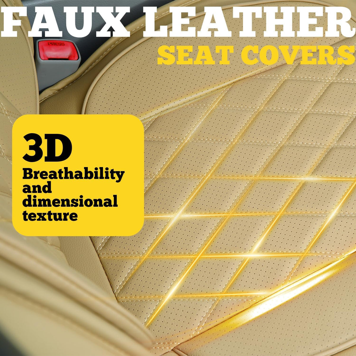 LINGVIDO Car Seat Covers Full Set (5 Seats) - Premium Perforated Nappa Leather, Waterproof Shield, Omni-Adapt Fit SUVs Sedans, Ultimate Family & Pet Protection