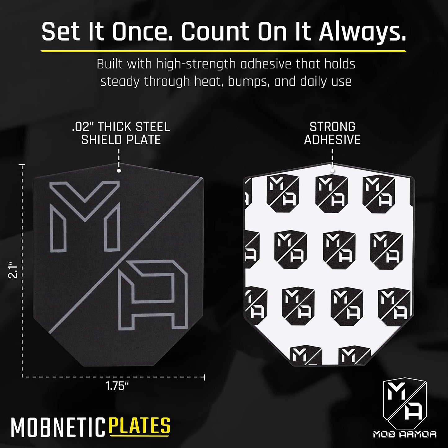 Mob Armor MobNetic Plate - Phone Magnet Plate Compatible for iPhone & Android - 0.02" Thick Metal - 3M VHB Adhesive Magnetic Plate for Phone Mount for Cars, Trucks, Motorcycles & Athletes - 4 Pack