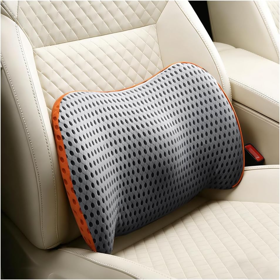 15.35 Inch Memory Foam Car Lumbar Support Pillow, Black