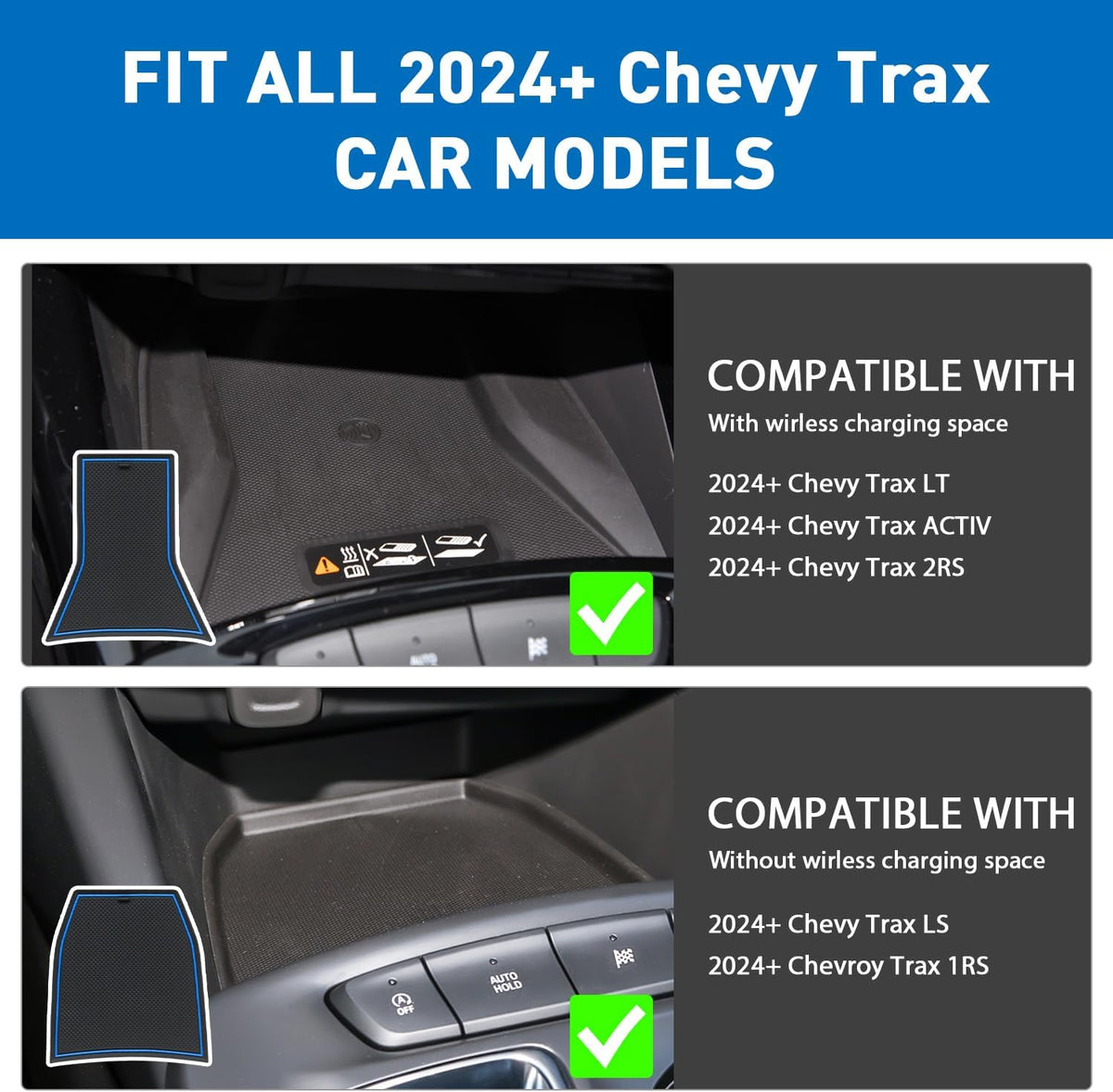 Cup Holder Inserts Door Slot Mat for 2026 2025 2024 Chevy Trax Accessories