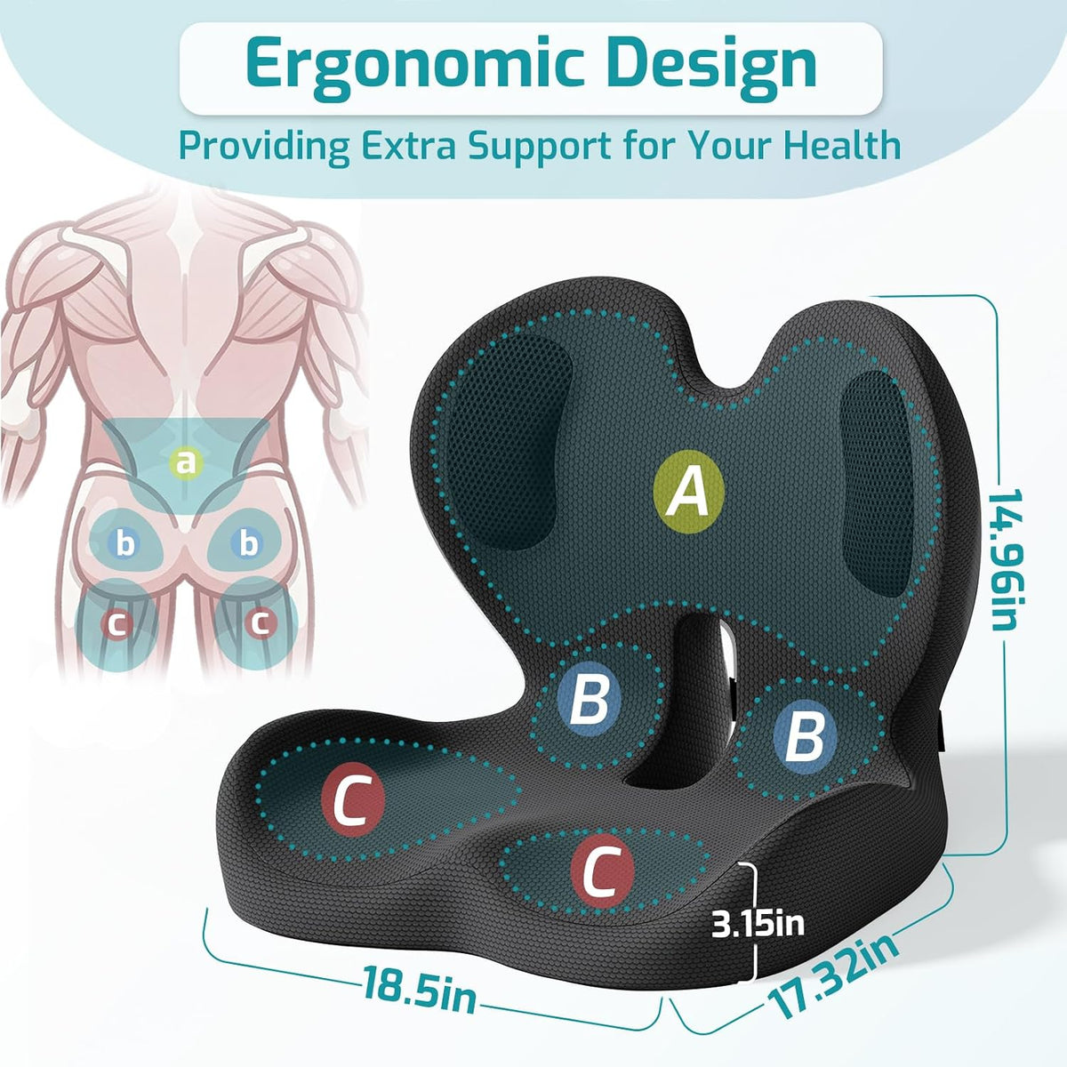 Ergonomic Seat Cushion & Lumbar Support Pillow for Office,Car