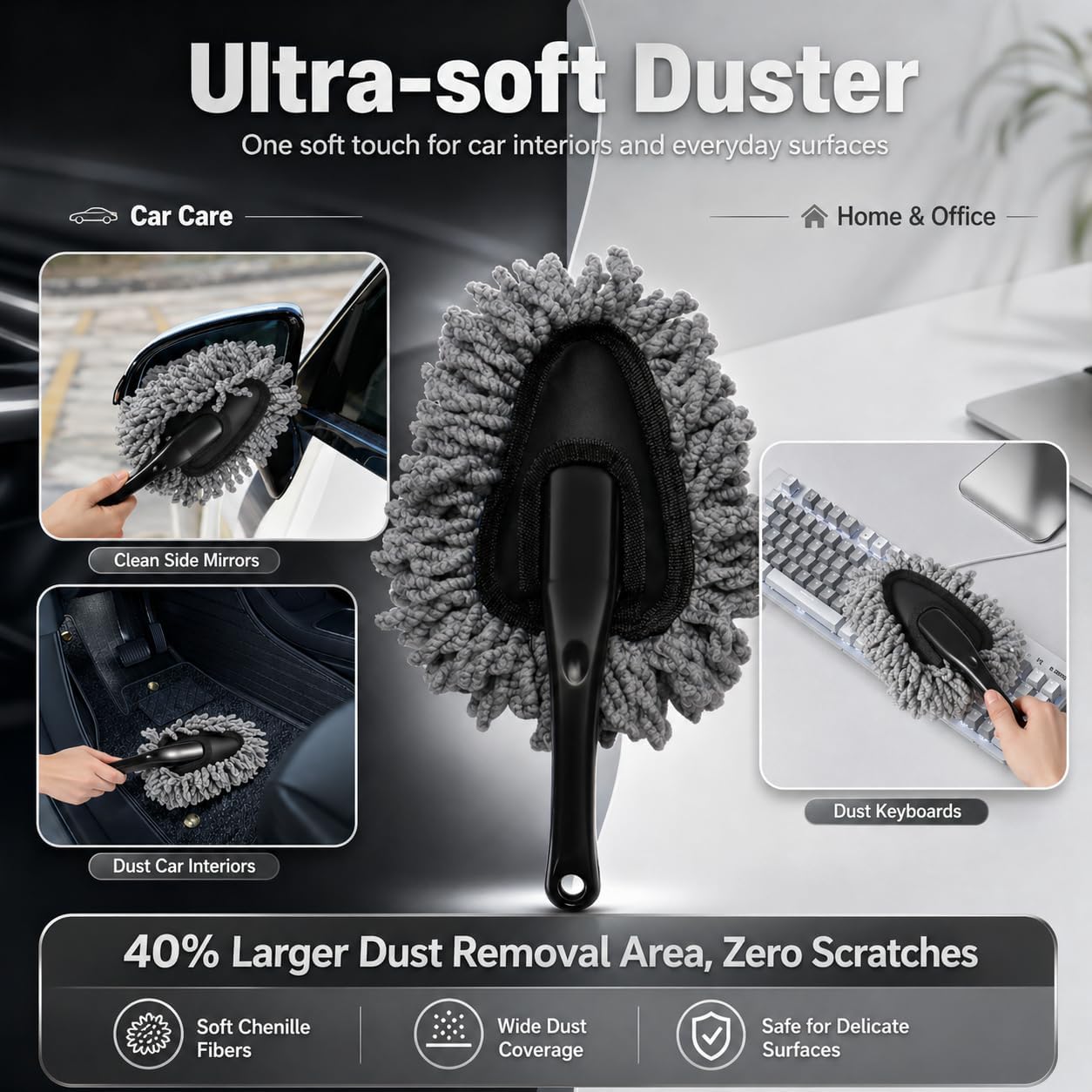 18PCS Car Detailing Kit Upgraded Boar Hair Scratch-Free Interior Cleaner | Dual-use auto&home kit with cleaning gel,2-in-1 vent brush,crevice/glass brushes&storage bag,perfect gift for car enthusiasts