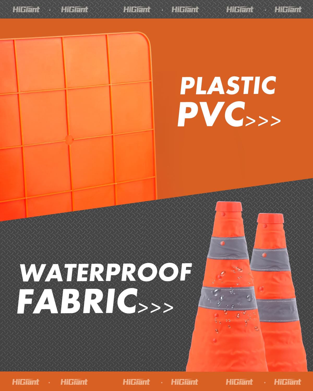 HiGiant 6 Pack 18" Collapsible Traffic Safety Cones, Orange Cones