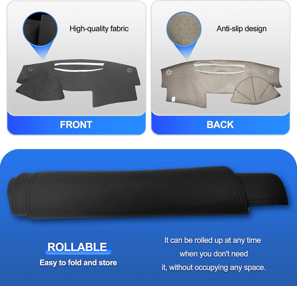 Leather Dashboard Cover Compatible with Toyota Camry 2007-2011 Hybrid LE SE XLE, XV40 PU Leather Dash Mat, Easy Clean UV Protection, No Glare Interior Accessory