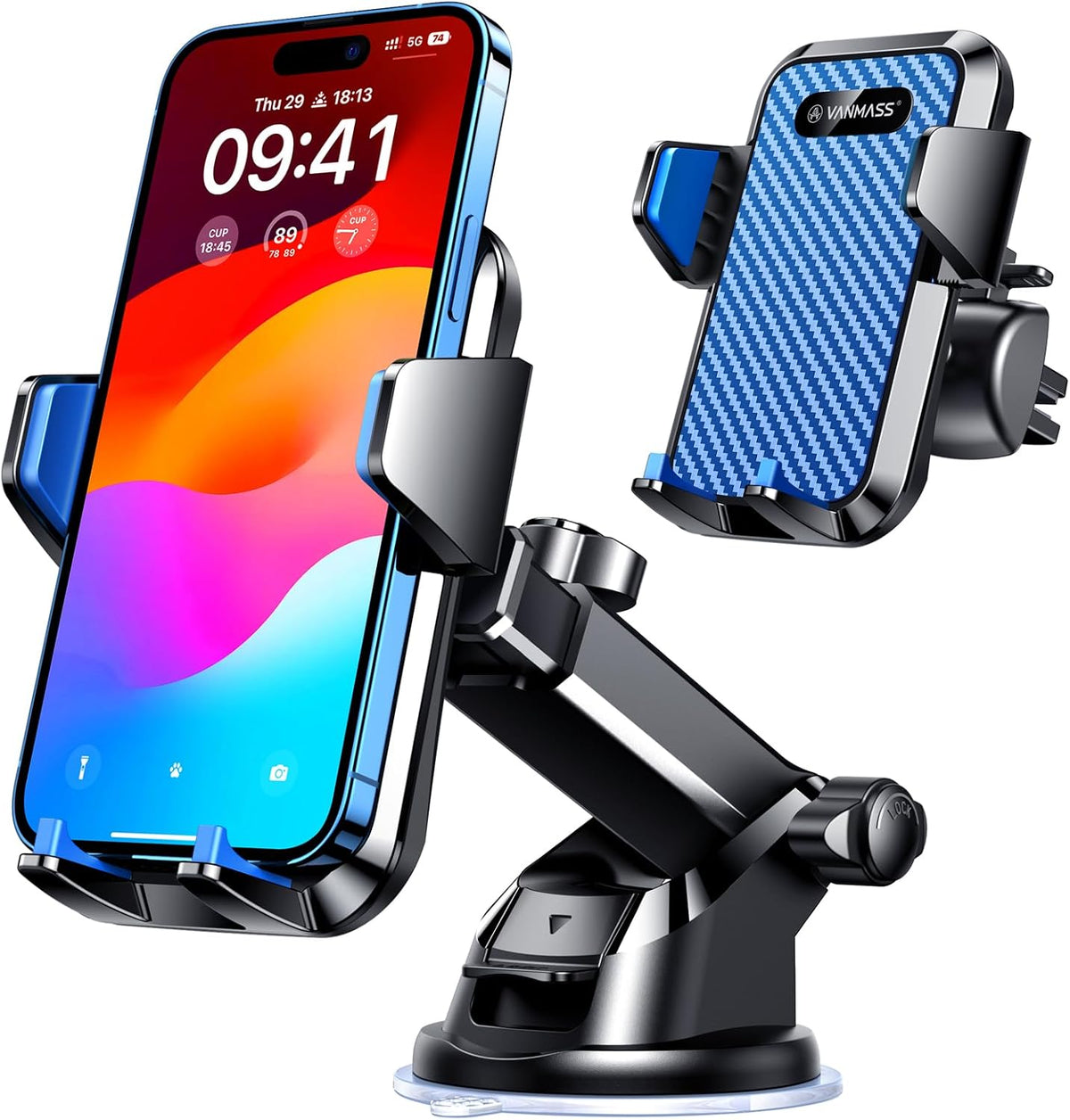 VANMASS【85+LBS Strongest Suction & Military-Grade Ultimate Car Phone Mount【Patent & Safety Certs】 Cell Phone Holder for Dash Windshield Vent for iPhone 17 Pro Max Automobile Interior Sets, Red