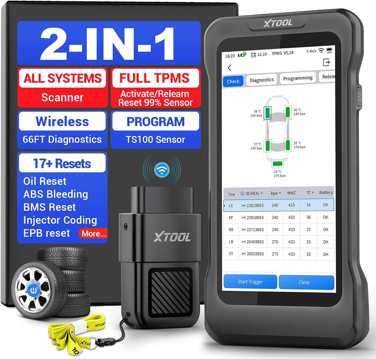 XTOOL TP500 TPMS Programming Tool, Full System OBD2 Scanner Diagnostic Tool