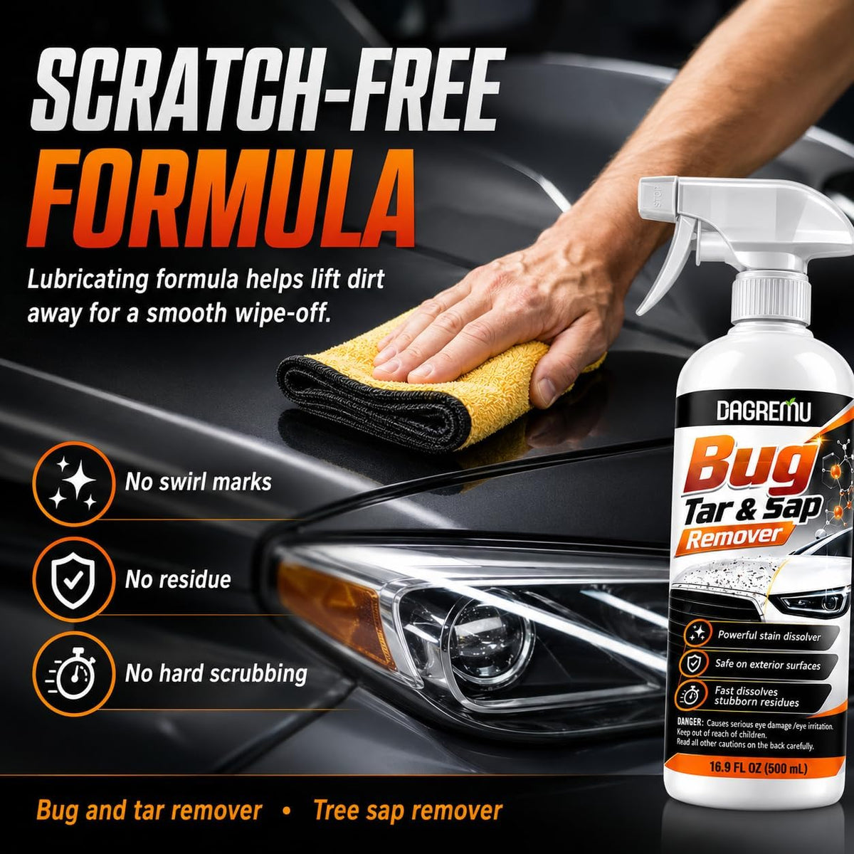 Bug and Tar Remover – Heavy Duty Enzyme Cleaner to Wipe Away Stubborn Bugs