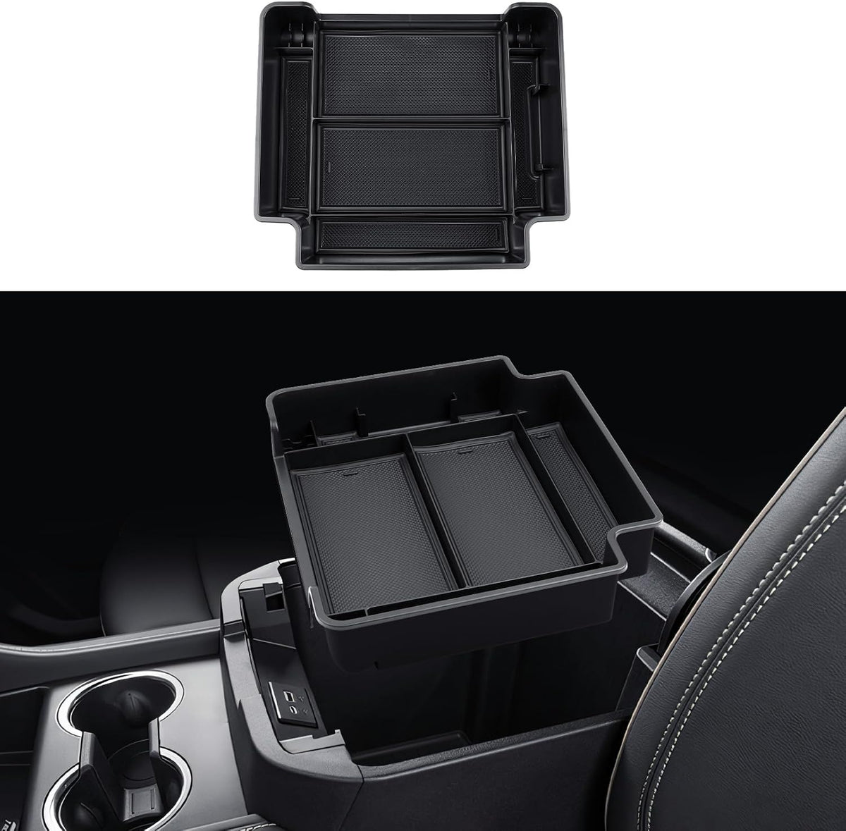 ECOZEN Center Console Organizer For 2021-2026 Chevy Tahoe/Suburban(Premier/High Country) & Yukon/Yukon XL(Denali/Denali Ultimate) Accessories Upgraded - Only Fit For Power Sliding Center Console