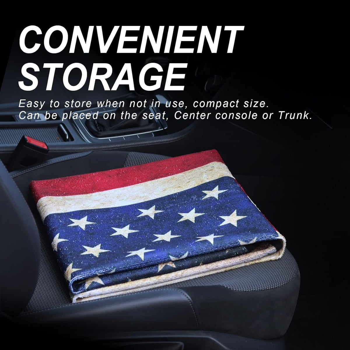 Sweat Towel Car Seat Cover Protector Front Seats for Gym Workout, Running, Swimming, Beach and Hiking, Waterproof Universal Seat Cover for Car, Trucks, Van & SUV (2, American Flag, Front)