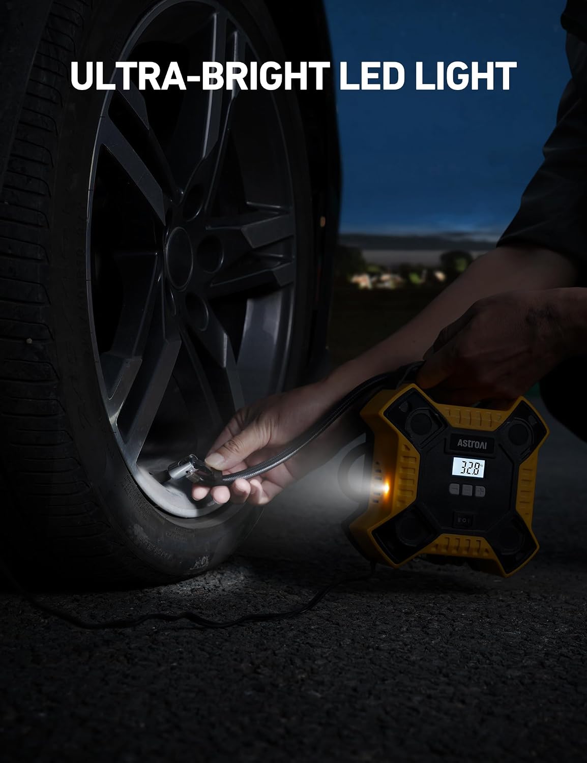 AstroAI 160PSI Tire Inflator Portable Air Compressor 12V DC Metal Cylinder