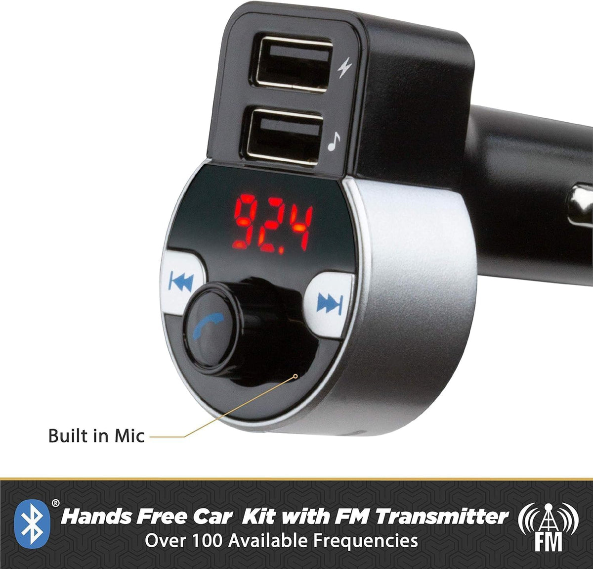 Scosche BTR3-SP BTFREQ Universal Bluetooth Wireless Audio Streaming and Handsfree Calling Receiver, Connect to Earbuds, Headphones, Car Stereo, Black