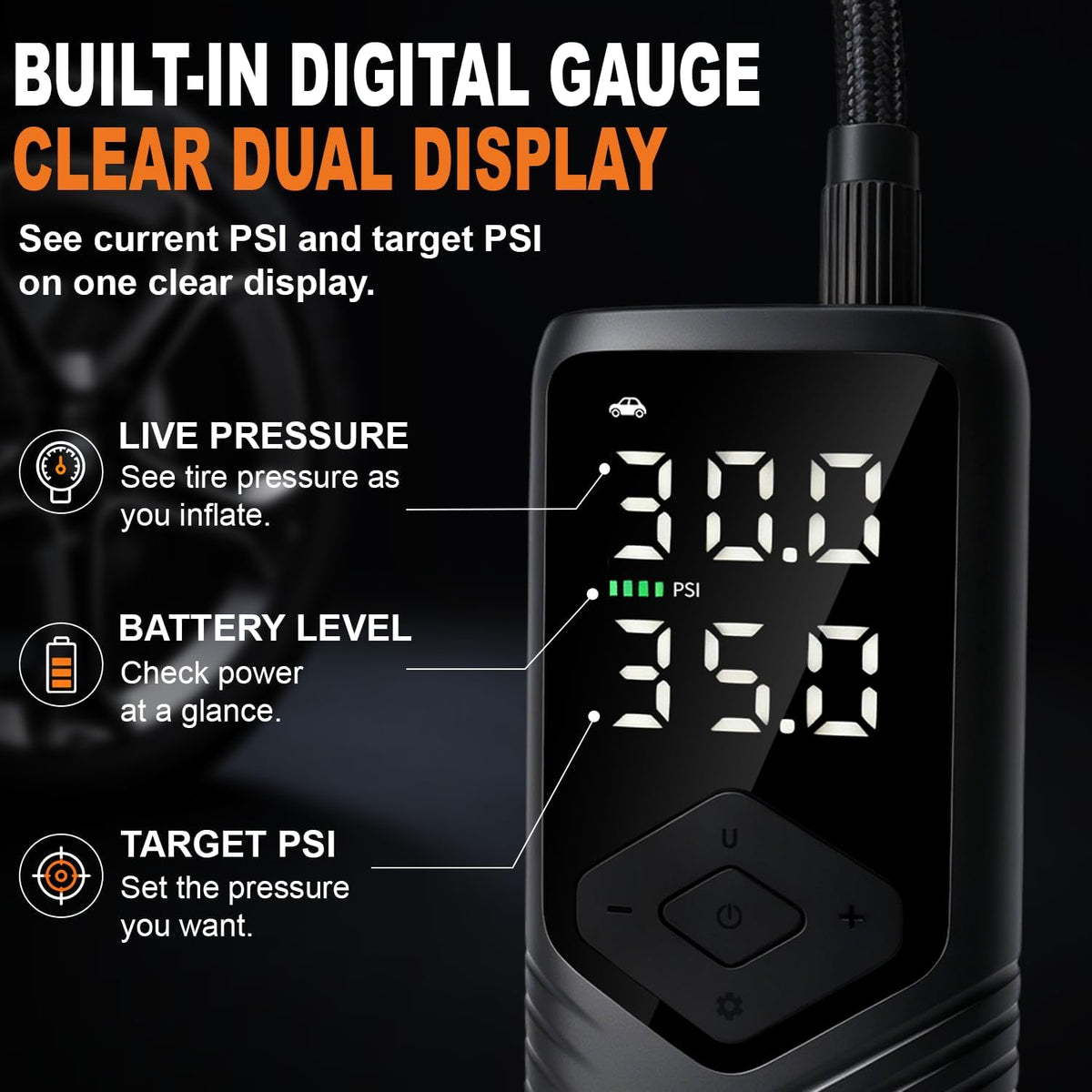 Tire Inflator Portable Air Compressor for Car Tires, 150 PSI Air Pump