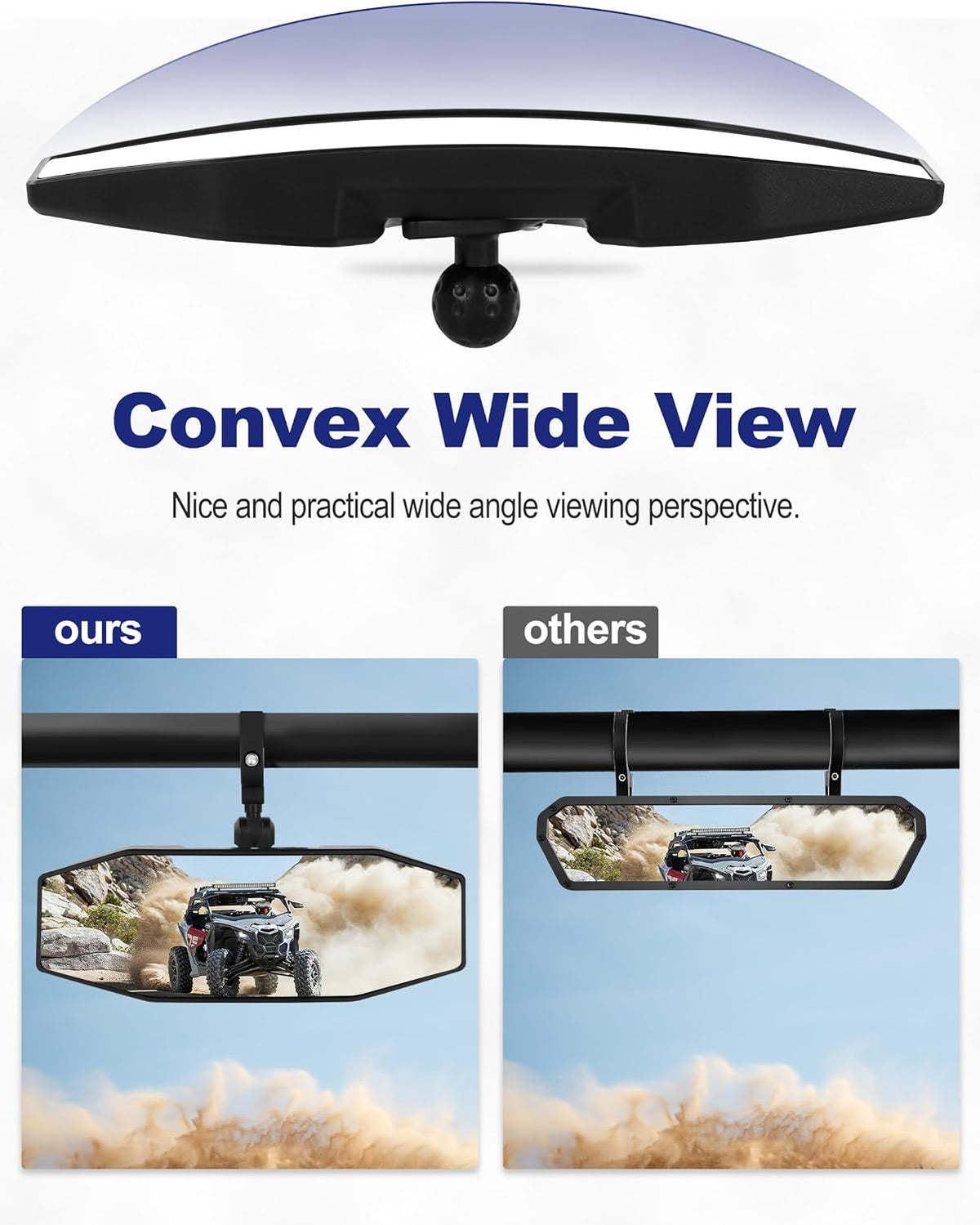 ZIDIYORUO UTV Rear View Mirror, Tool-Free Adjustable SXS Center Mirror