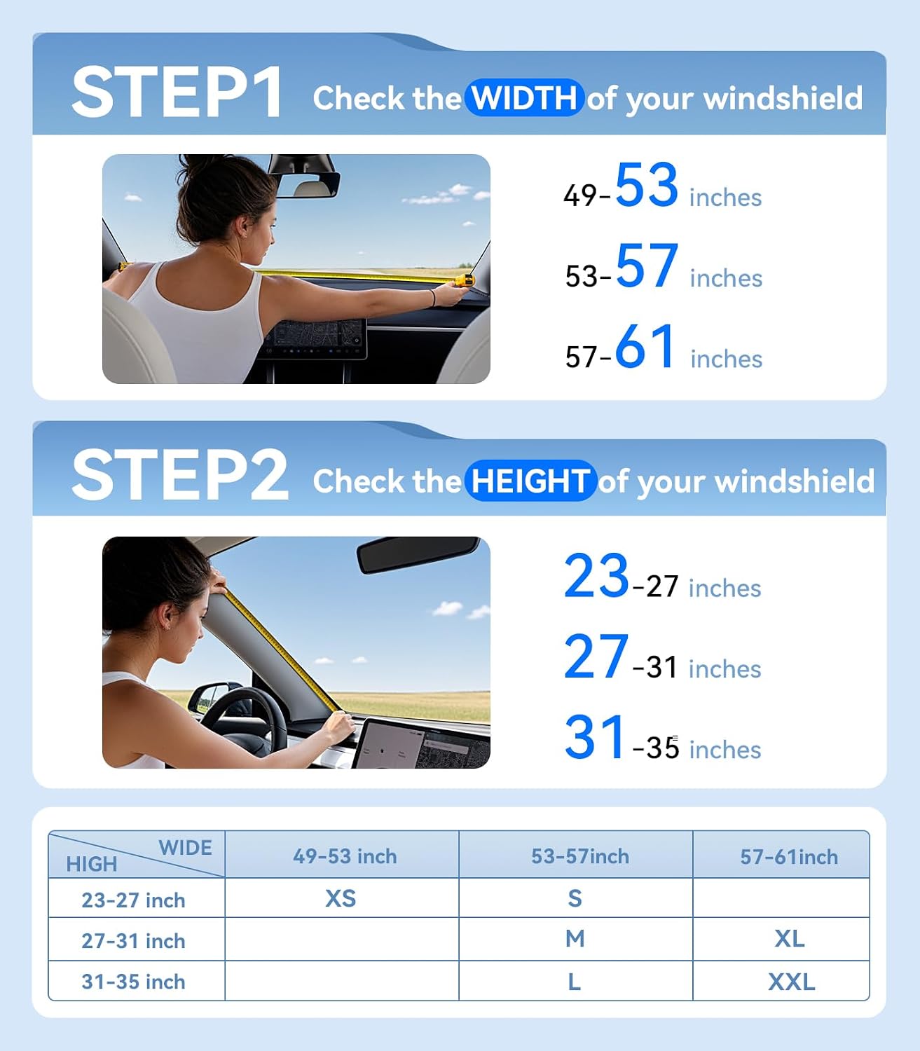 Nmoiss True Dual Layer Air Cooled Windshield Sun Shade Umbrella - [Drive to Superior Coolness & Comfort] Block 99% UV Sun Rays & Heat Damage Keep Cool and Protect Interior Medium
