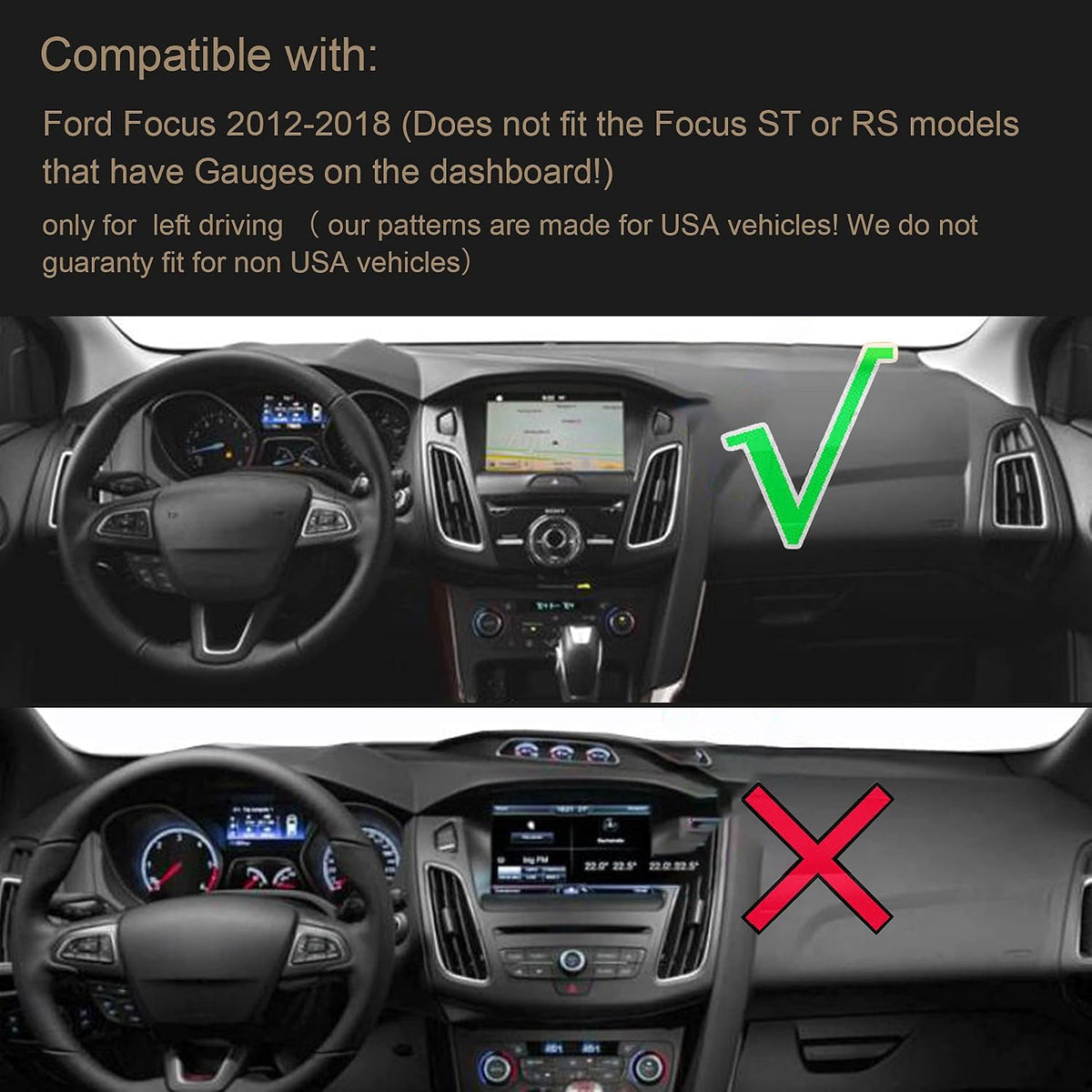 SPEEDWOW Dashboard Dash Board Cover Mat Carpet Compatible with Focus 2012-2018