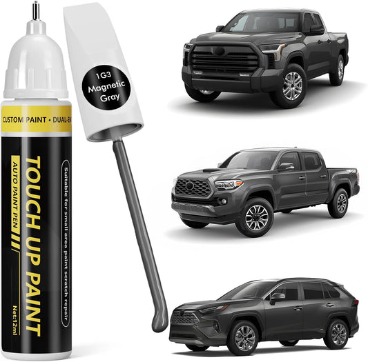 ((1G3) Magnetic Gray Metallic) Touch Up Paint for Toyota, Car Paint Scratch Repair Kit, 2 in 1 Premium Scratch Remover Pen with Exact Color-Matched