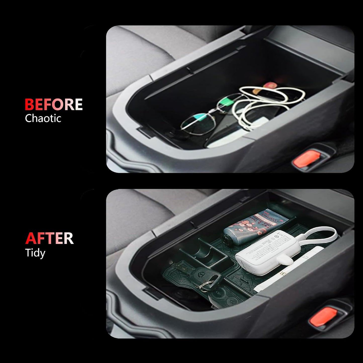 7PCS Upgrated Center Console Organizer for Toyota RAV4 2026 2025 2024 2023 2022 Dashboard Storage Organizer, Console Divider Storage Tray, Armrest Storage Box, 4of Car Hooks for RAV 4 Accessories