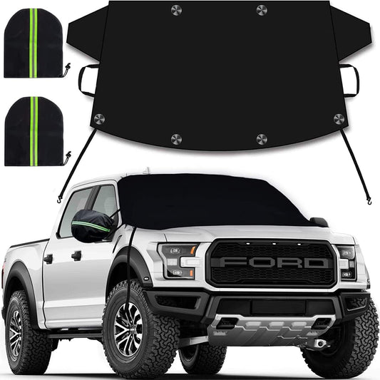 Windshield Cover for Ice and Snow, Car Windshield Snow Cover, Thicken Windshield Frost Cover Waterproof Windshield Snow Ice Cover with Side Mirrors Cover for Most SUVs Trucks (74"x 47")