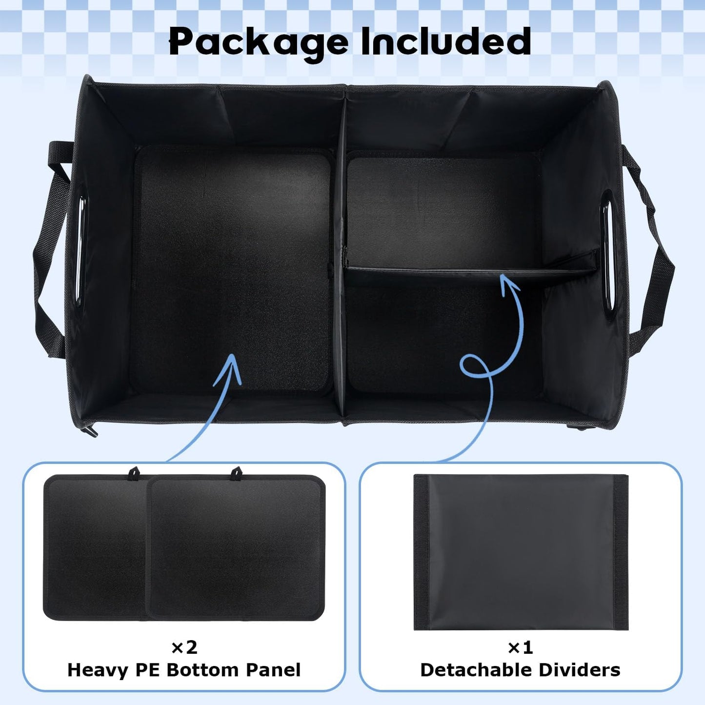 AOPHY Car Trunk Organizer, 72L Large Capacity Waterproof Auto Storage with Non-Slip Bottom Strips, Collapsible Cargo Organizer for Suv, Truck, Sedan, Portable Car Accessories for Women Men