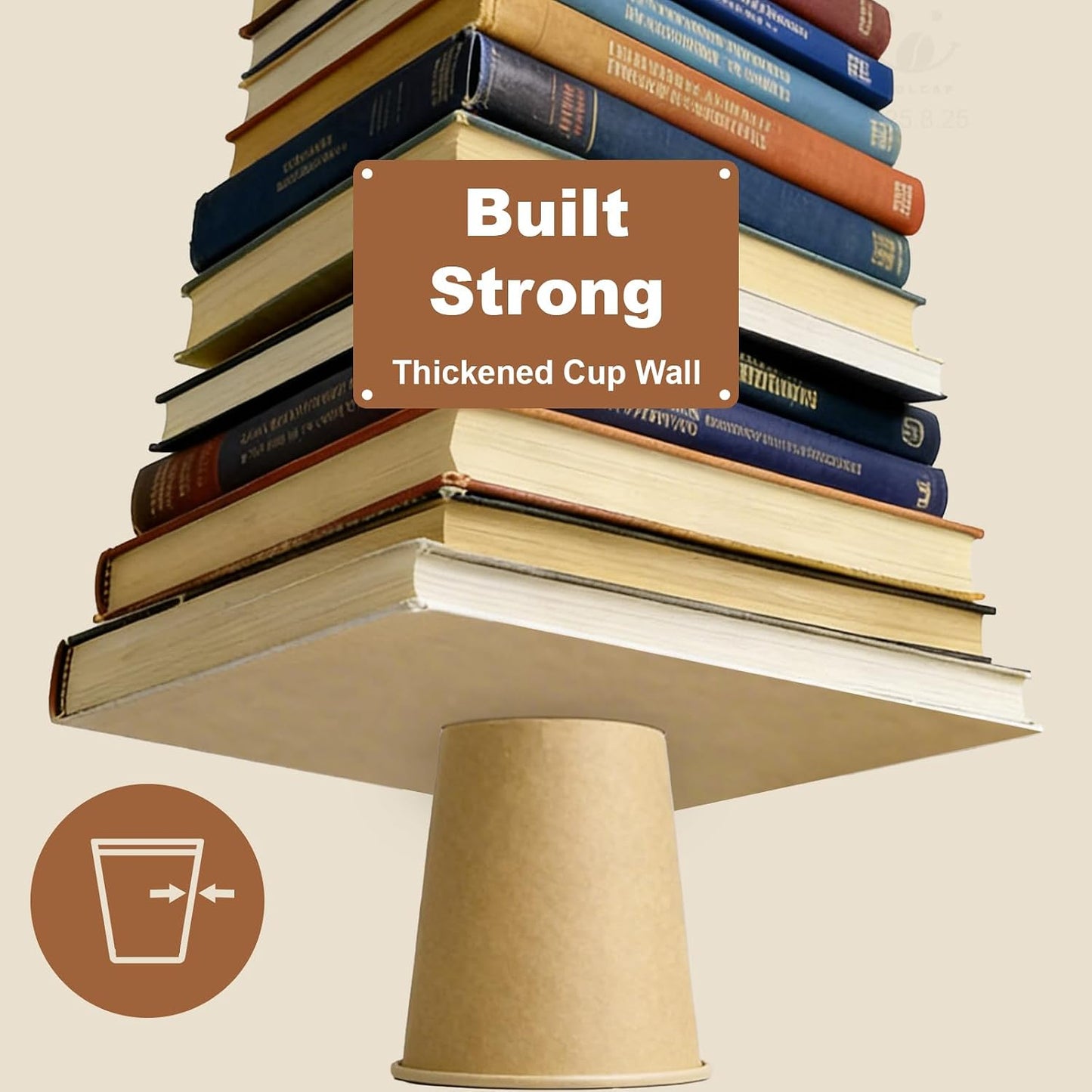 8 oz 100 Pack Disposable Coffee Cups, Bulk Brown Disposable Paper Cups, Coffee Cups for Hot Tea, Chocolate and Cold Drinks