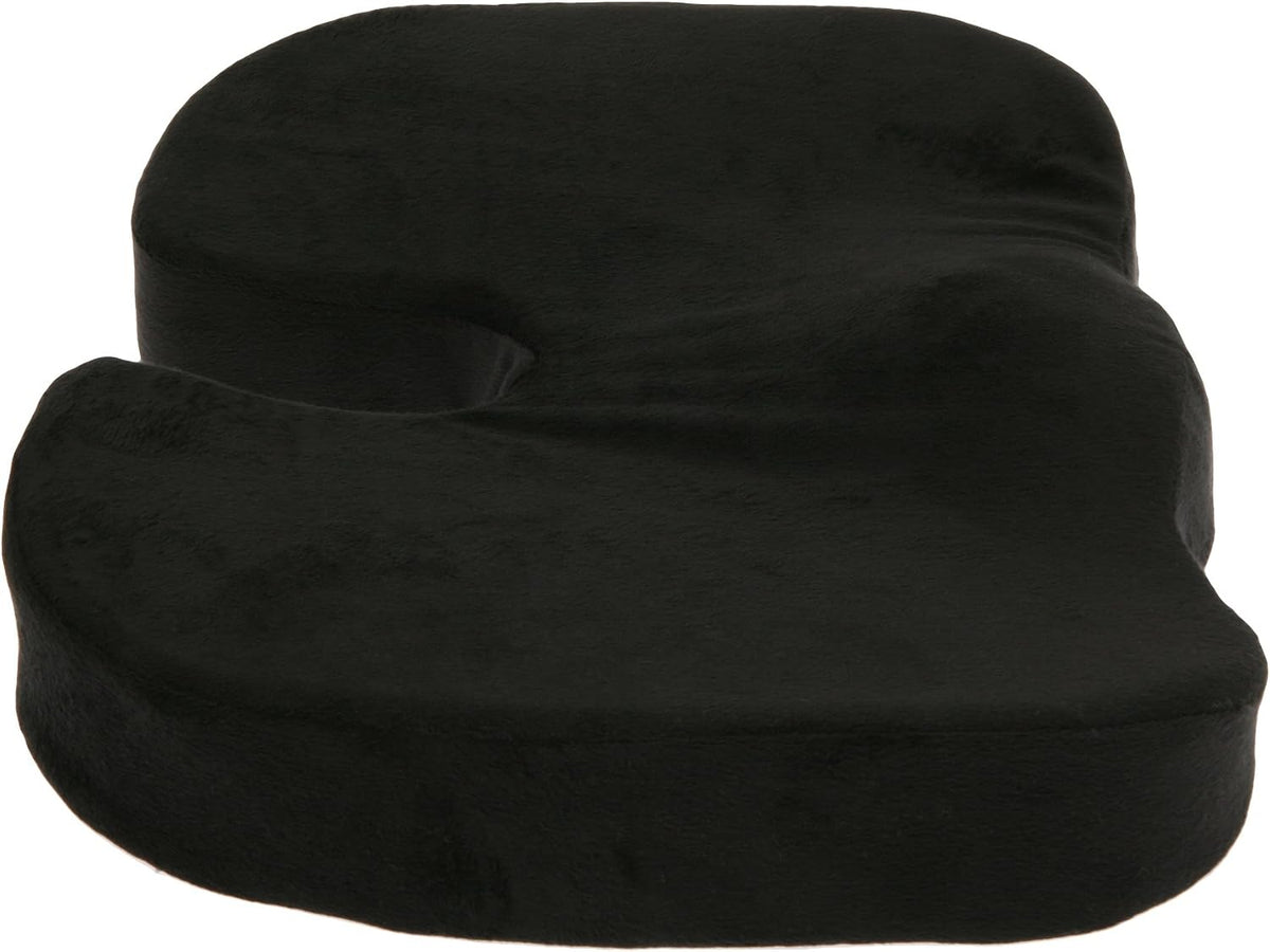 Deluxe Comfort Coccyx Orthopedic Memory Foam – Sciatica Relief – Tailbone Support – Great for Car or Office – Seat Cushion, Black