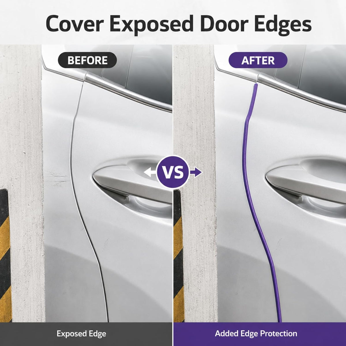 32FT Purple Car Door Edge Guard,U-Shape Rubber Trim Retaining Buckle Inside