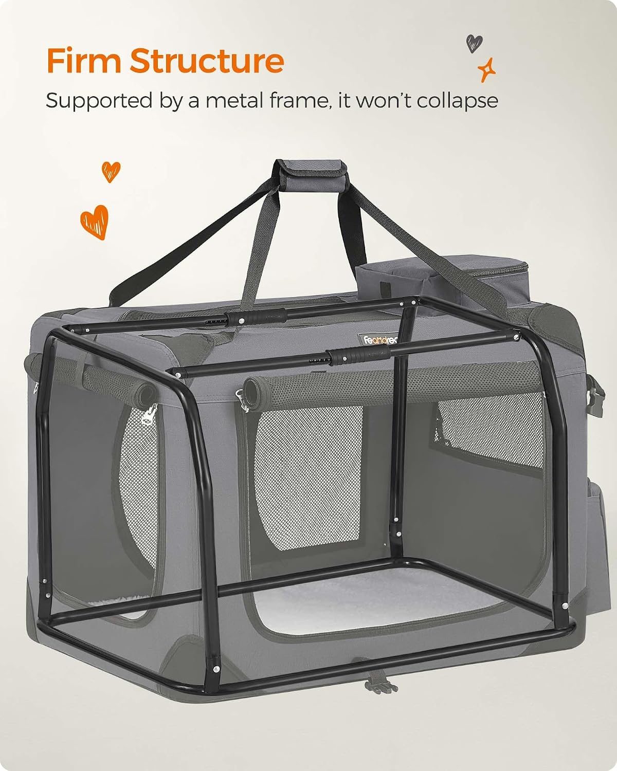 Feandrea Collapsible Soft Dog Crate, Portable Travel Carrier, 28 Inches