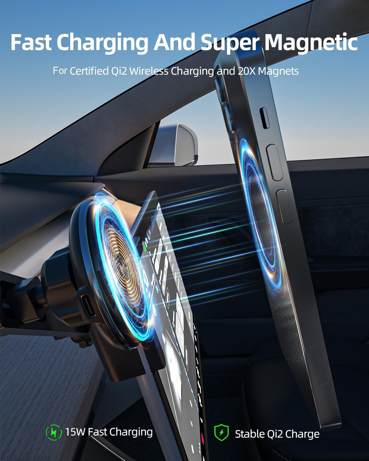 for Qi2 15W Tesla Phone Mount Charger [Heat Restriction]