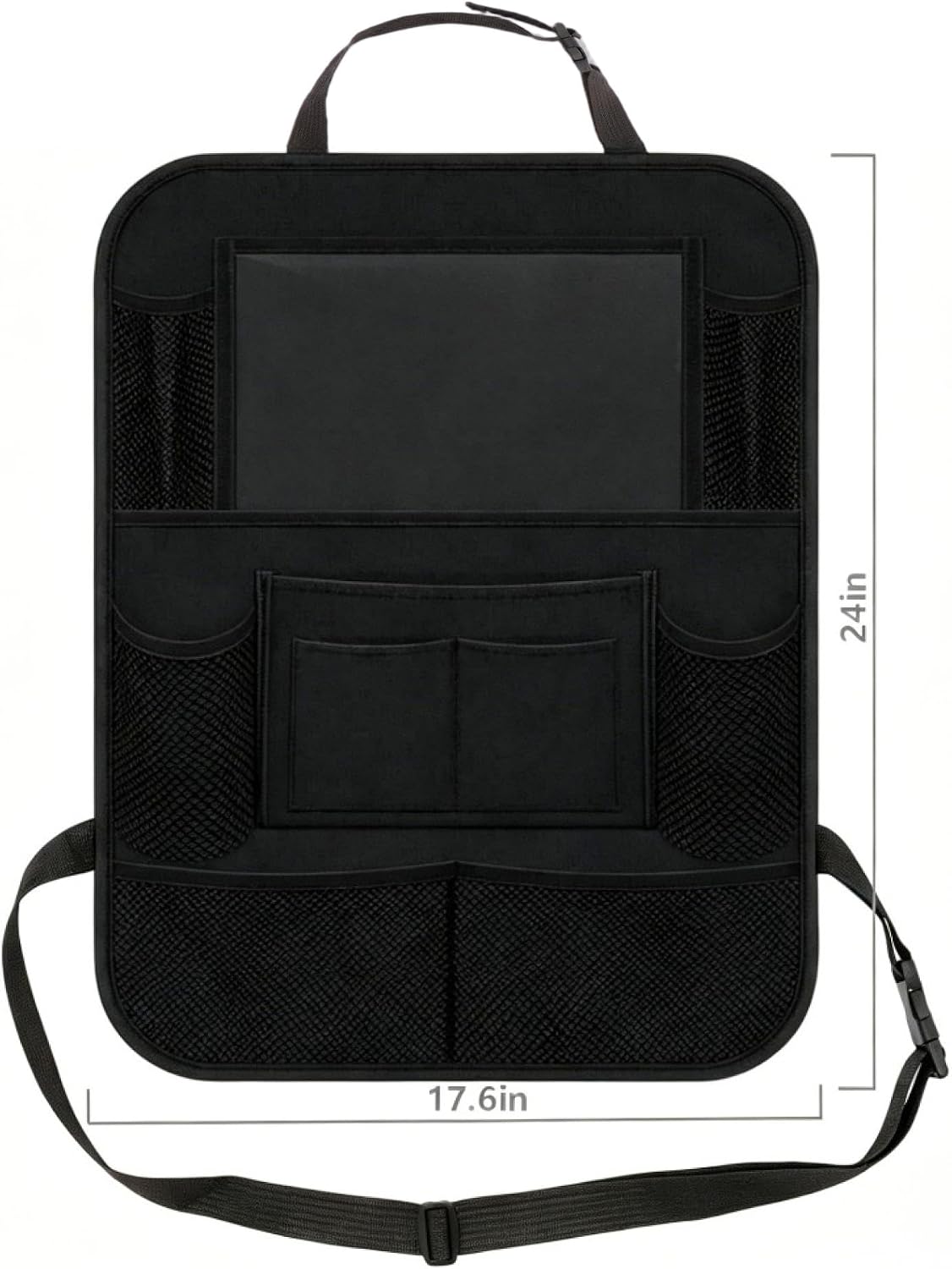 TCJJ Car Backseat Organizers with 10" Touch Screen Tablet Holder&9 Storage Pockets,Back Seat Organizer for Kids Waterproof Car Seat Organizer,Black/2 Pack
