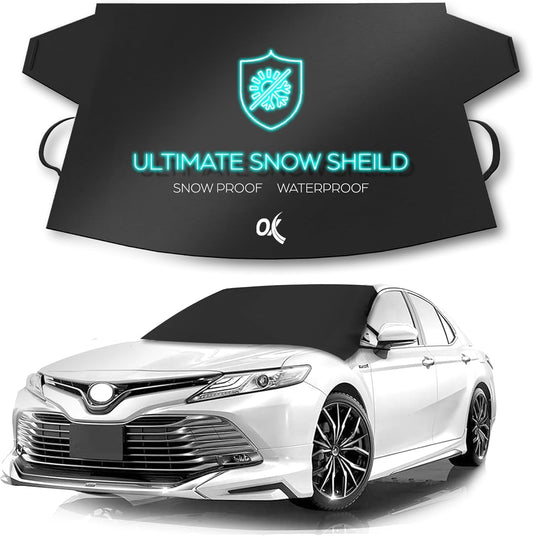 OxGord Windshield Snow Cover Ice Removal Wiper Visor Protector All Weather Winter Summer Auto Sun Shade for Cars Trucks Vans and SUVs Stop Scraping with a Brush or Shovel