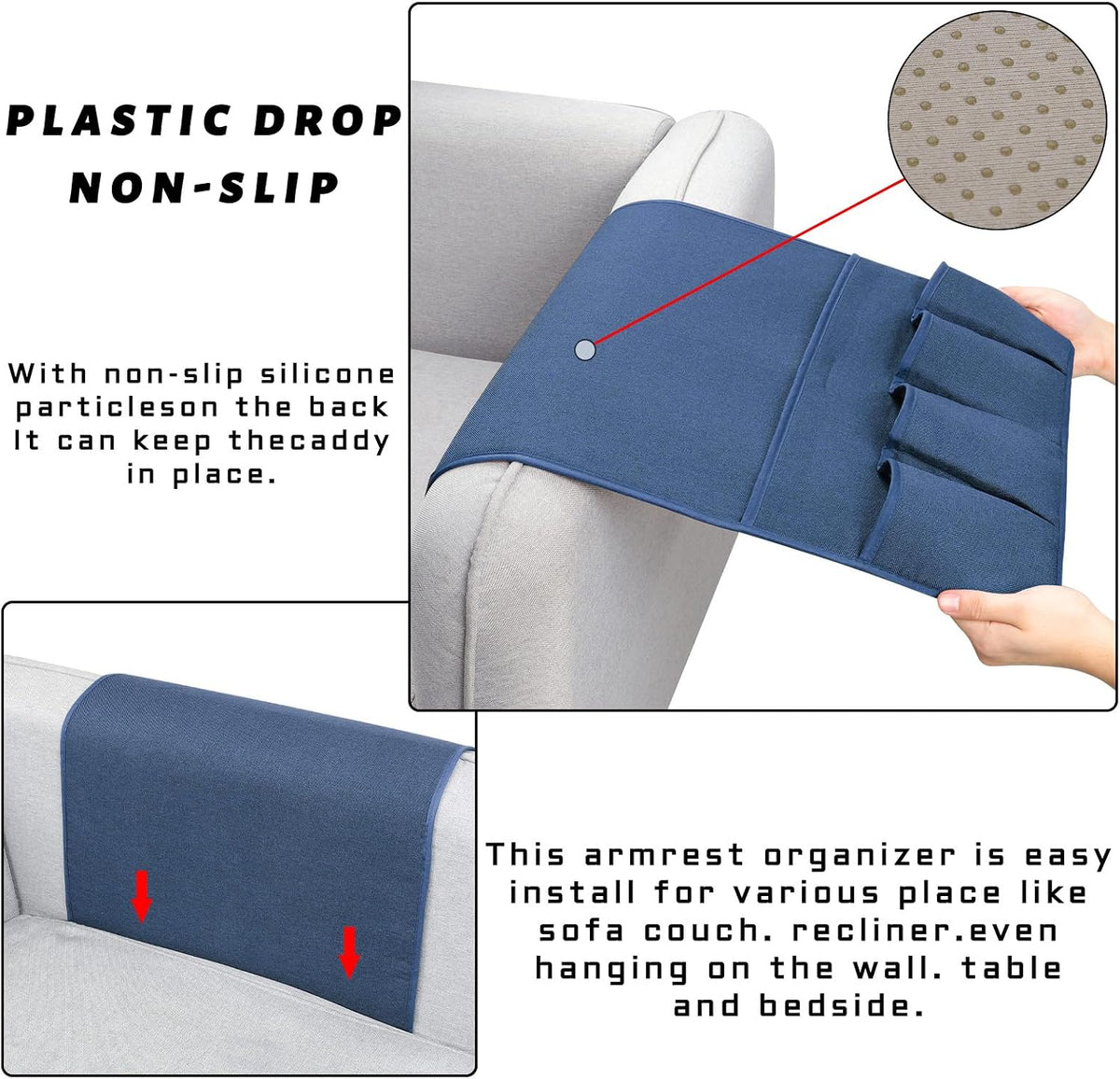 Remote Control Holders for Armchairs, Couch Caddy, Featuring Non-Slip Bases