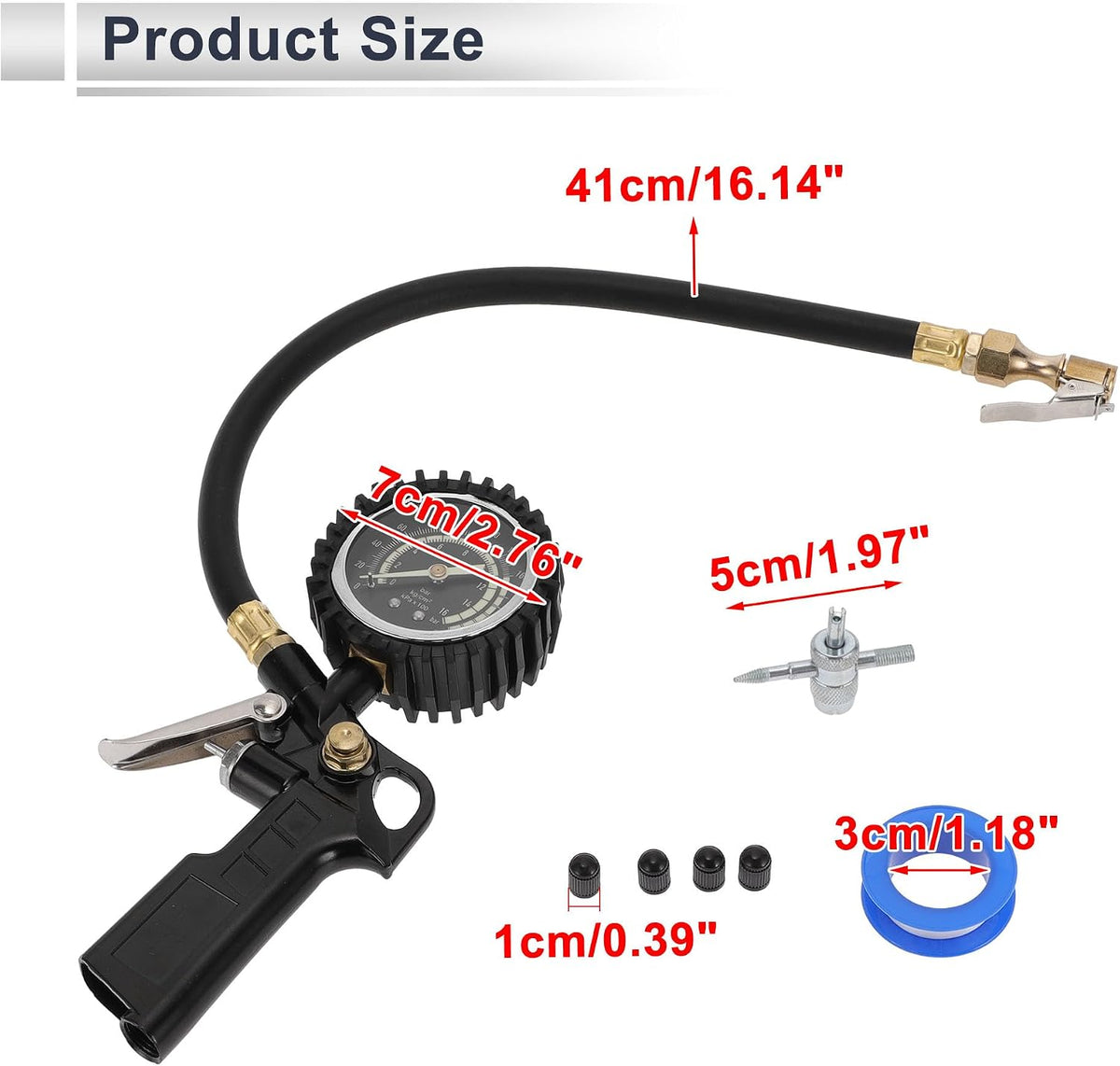 1Set Universal Tire Pressure Gauge 0-230PSI 2.76 Inch Digital Pressure Gauge with Inflator without Battery Tyre Air PSI Meter for Motorcycle SUV Truck
