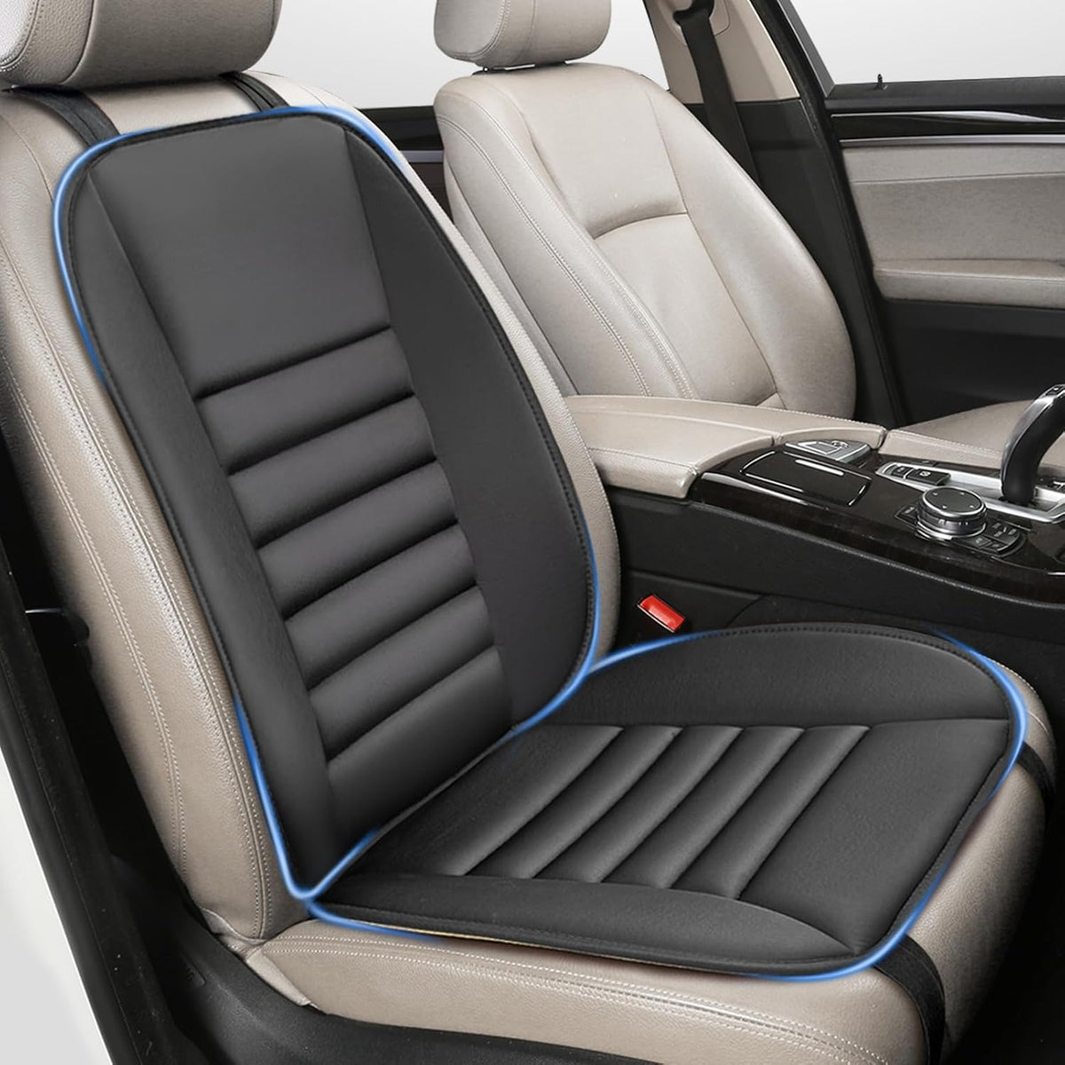 Car Seat Cushion, Driver & Office Comfort, 1.2'' Memory Foam, Black