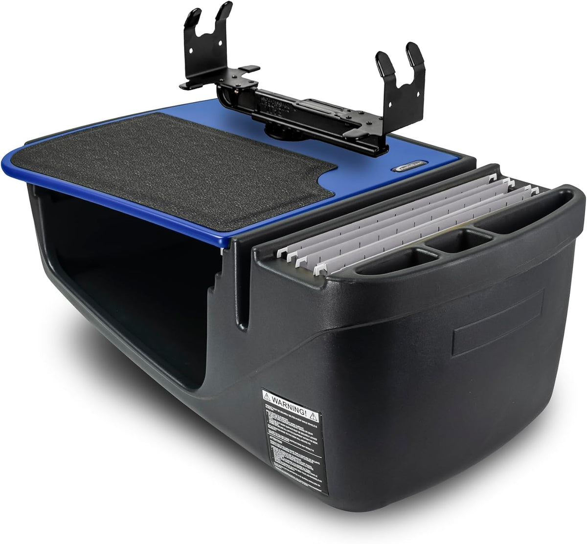 AutoExec Efficiency GripMaster Car Desk for Your Vehicle Workstation and Mobile Office, Blue, with Printer Stand