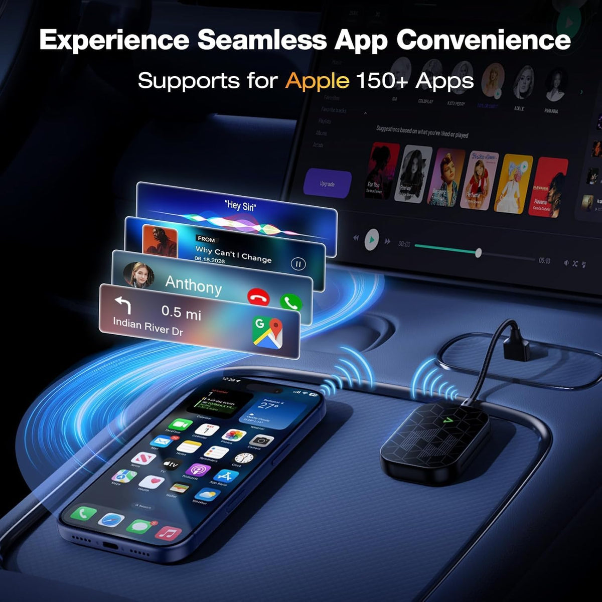 Wireless CarPlay Adapter for Ford F-150 2017-2020 (SYNC 3 Required), 2026 A7-Ultra Chip, Multi-User Full-Auto Connect, Zero Latency Plug & Play for iPhone