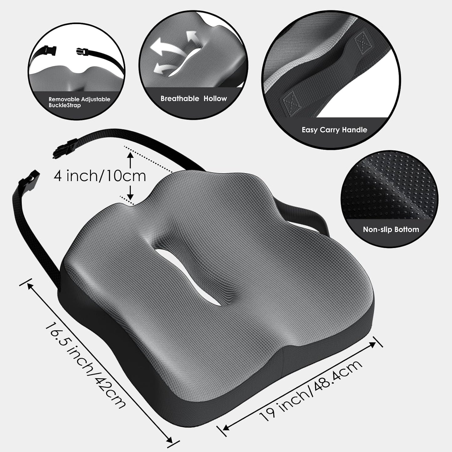 Seat Cushion for Truck Driver, Extra Large Memory Foam Car Seat Cushions for Long Driving - Orthopedic Sciatica & Tailbone Pain Relief, Comfort Support for Road Trip Essentials