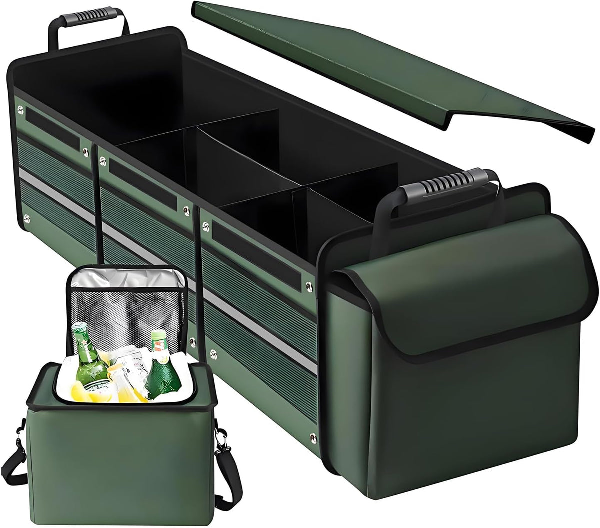 95L Collapsible Car Trunk Organizer, Detachable Insulated Cooler Bag
