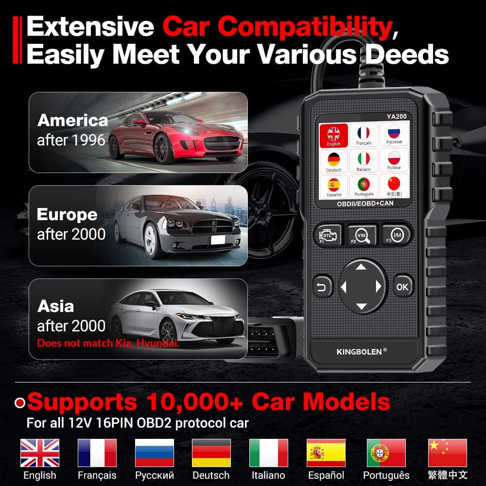 KINGBOLEN YA200 OBD2 Scanner, Car OBD2 Code Reader Check Engine Light