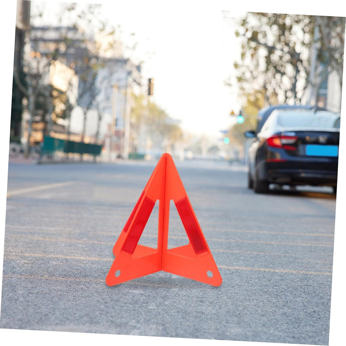 Reflective Safety Triangle Roadside Warning Sign Plastic Red