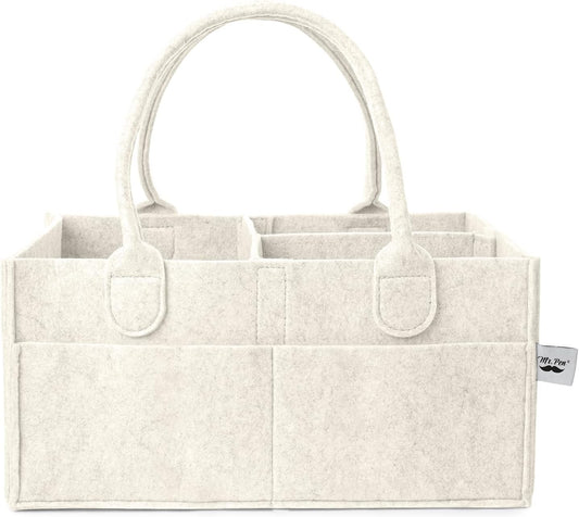Mr. Pen- Baby Diaper Caddy Organizer, Beige, Medium | Nursery Storage Bin and Car Organizer for Diapers and Baby Wipes