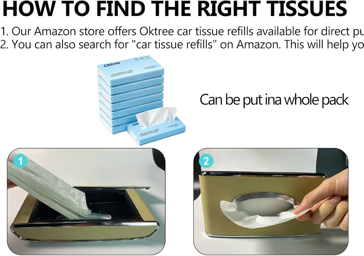 Faux Leather Car Tissue Box for Car Interior, Multi-Function Tissue Holder with Visor Clip, Armrest & Back Seat Napkin Organizer, Vehicle Tissue Dispenser Accessories (Beige Hanging)