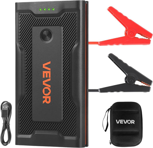 VEVOR Jump Starter, 1000A Peak, Car Jumper Starter Battery Pack, 12V Portable Lithium Battery Booster, Jump Box Power Bank with 3 Modes Flashlight and Jumper Cable, for Up to 5L Gas & 3L Diesel Engine