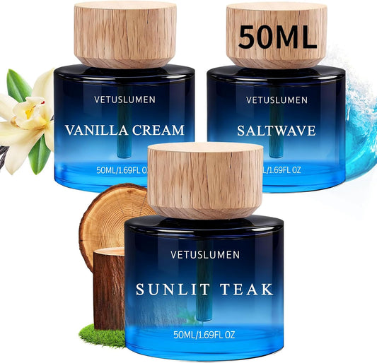 Car Air Freshener, 50ml /1.7fl oz Large Capacity Air Freshener Diffuser Set, 3-Scent Natural Essential Oil Fragrance Aromatherapy, Long-Lasting Fragrance Premium Auto Perfume Accessories