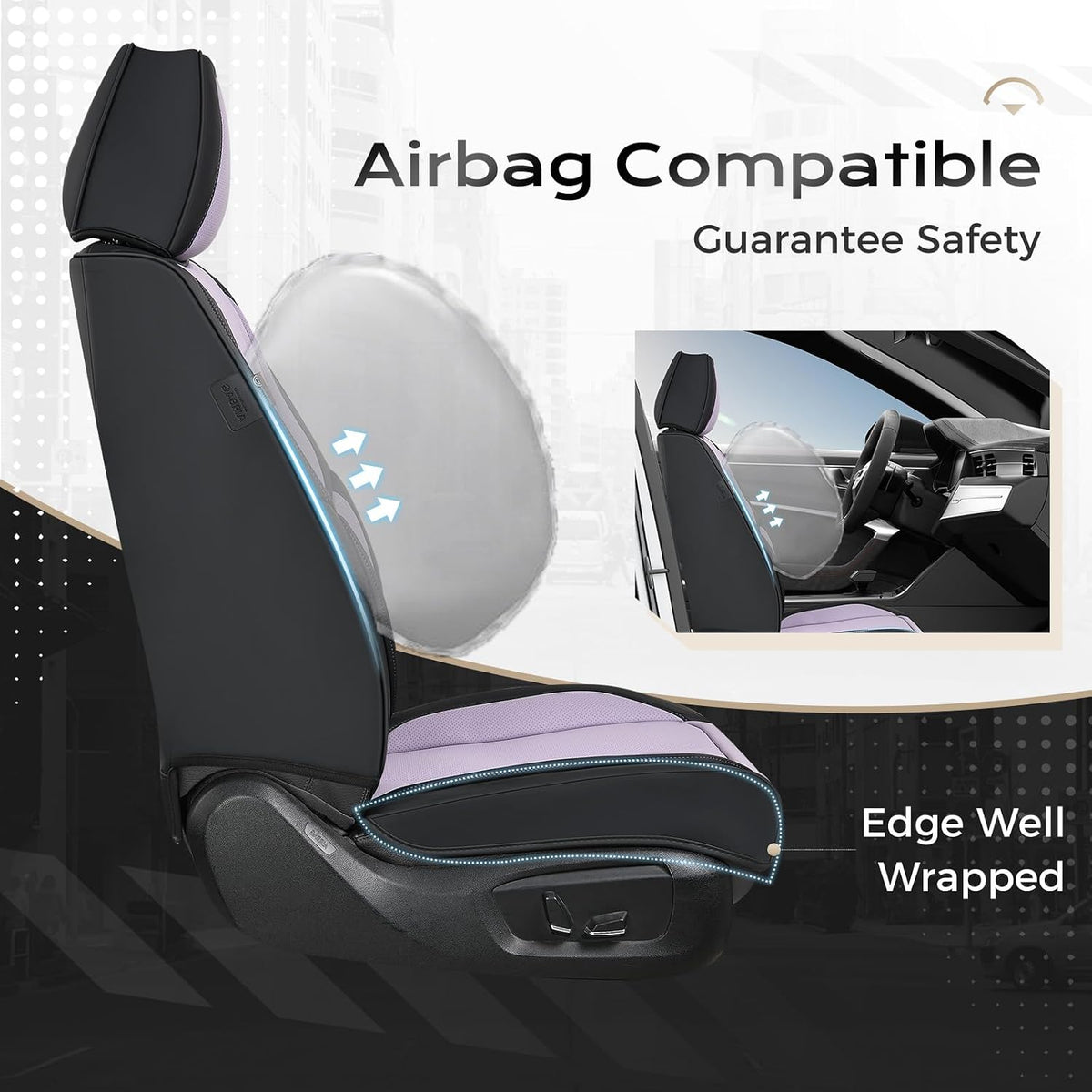 Coverado Car Seat Covers Full Set, Car Seat Protector Waterproof, Nappa Leather Car Seat Cushion, Seat Covers for Cars, Front Seats and Back Universal Fit for Most Cars