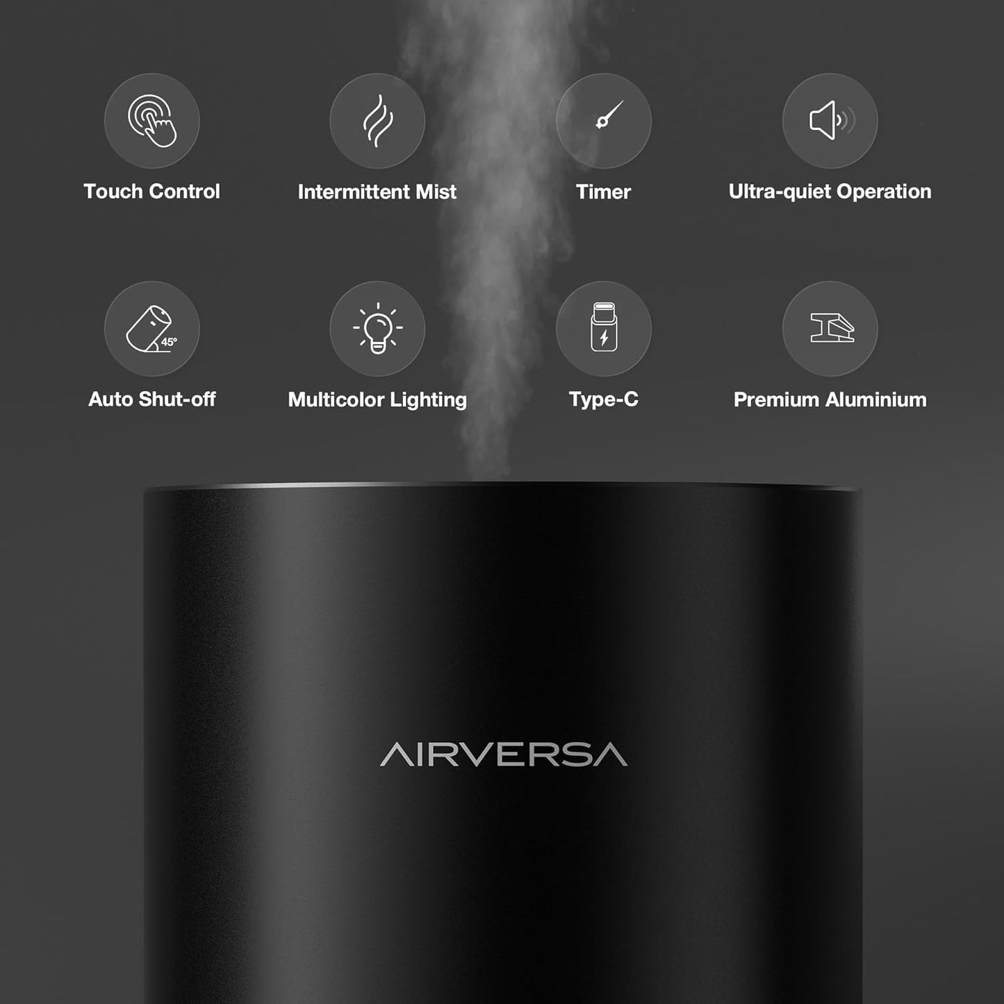 Airversa Waterless Diffuser RD1 Black + 100mL Replacement Glass Bottle