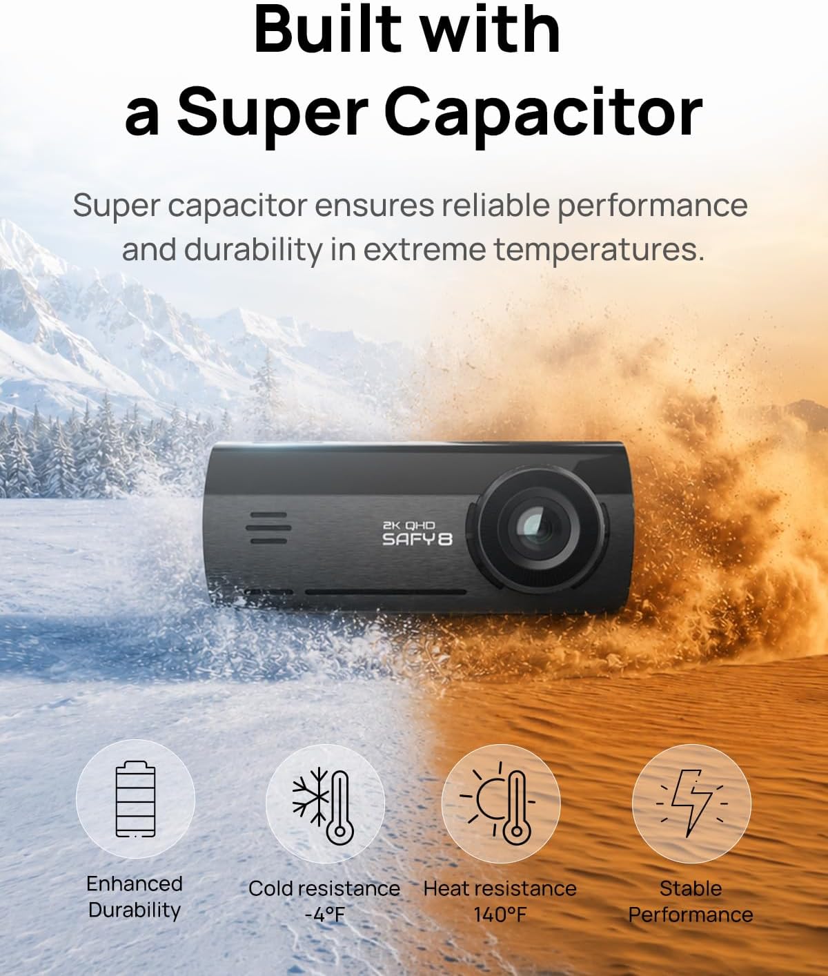 BlackVue SAFY8, 2K + 1080P Dash Cam Front and Rear, 64GB Included