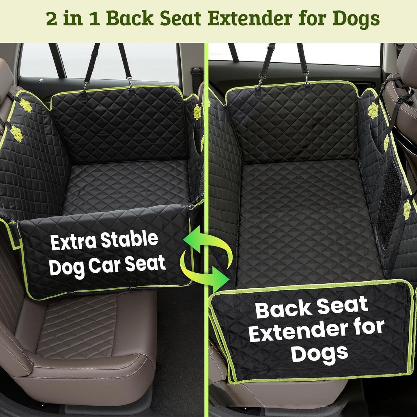 2-in-1 Dog Car Seat Cover for Back Seat, Transform to Passenger Mode - Dog Car Seat, Waterproof, Scratch-resistant, Support to 330lbs, for Outdoor Activities, Travel, to the Vet, for Cars/SUV/Truck