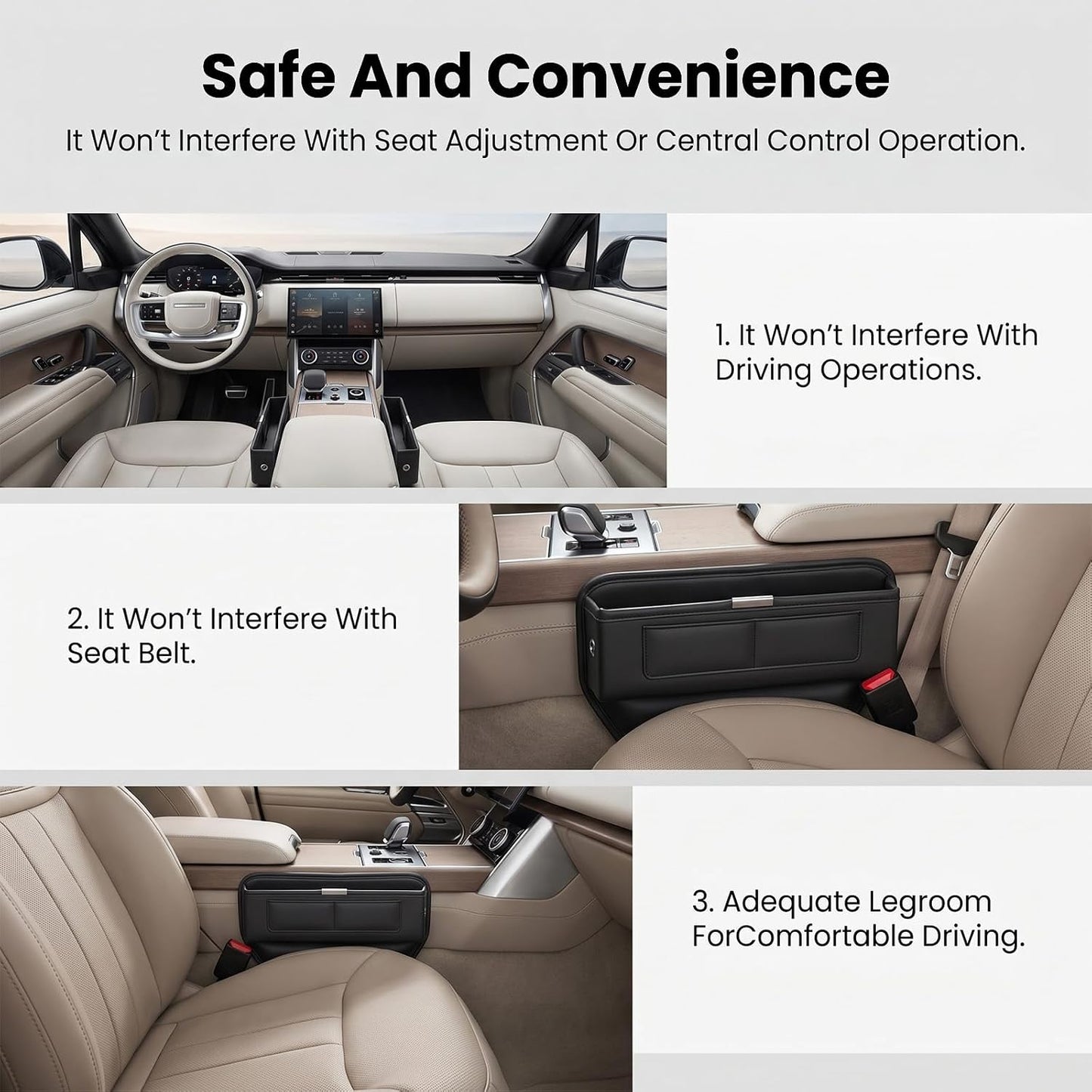 2Pack Universal Fit Premium Leather Car Seat Gap Filler Organizer, Center Console Organizer with Card Slots Front Seat Storage for Phone Cards Keys, Clever Gifts for SUV, Truck & Sedan, Black