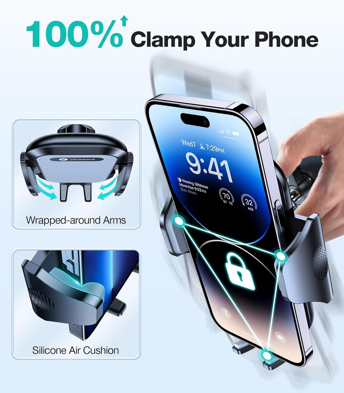 VICSEED [Upgrade Strongest Grip Car Vent Phone Mount, Phone Holder for Car